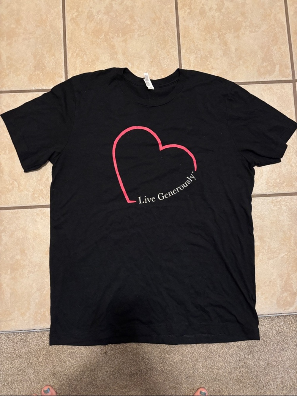 Live Generously Heart Graphic Tee - Black & Pink - women’s Top